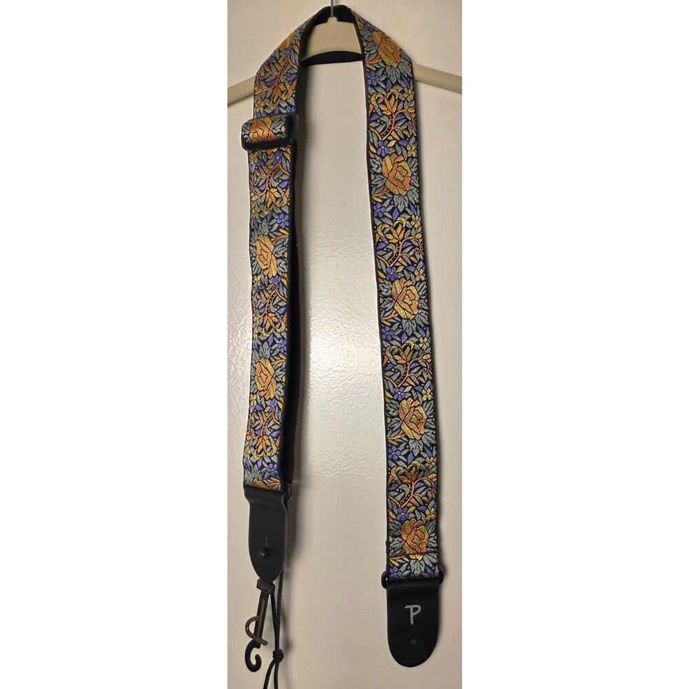 New Perri’s Leathers Ltd. Guitar Strap Nylon Floral Jacquard Adjustable